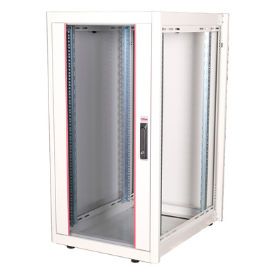 19" Rack na podlahu 22U, 1125x600x800mm (HxWxD), BASIC, sklenené dvere, sivý