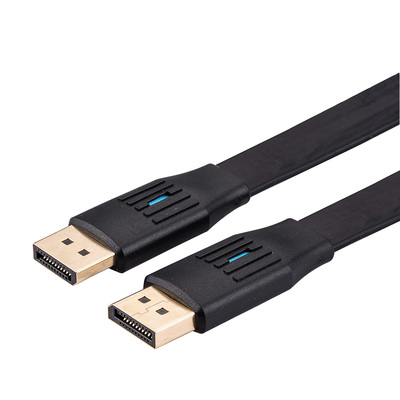 Kábel DisplayPort M/M 5m, 8K@60Hz, DP v1.4, 32.4Gbit/s, čierny, pozl.konektor, plochý
