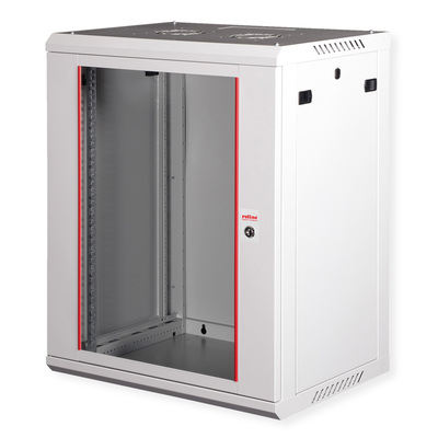 19" Rack na stenu 18U, sivý, 912x600x450mm (HxWxD), odnímateľné bočnice