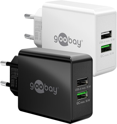 Nabíjačka USB 230V 2port, 2xUSB A, 28W, Quick Charge 3.0, biela