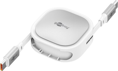 Kábel USB 2.0 Typ C CM/CM 1m, High Speed, Power Delivery 15w 5V3A, biely/sivý, samonavíjací