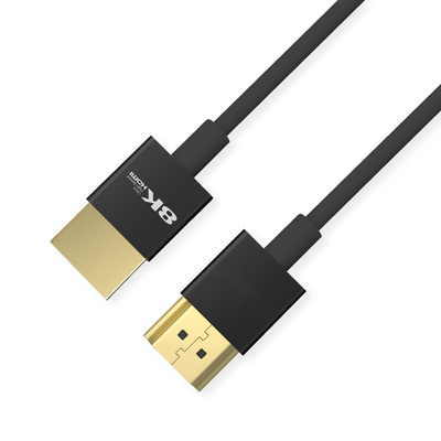 Kábel HDMI M/M 1m, Ultra High Speed+Eth, 8K@60Hz, HDMI 2.1, pozl. konektor, čierny, Slim