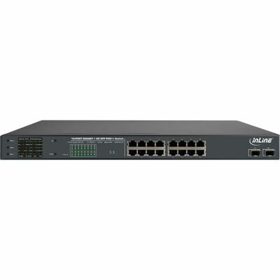 PoE++ Switch Gigabit 16port, 16xPoE (300W), 2x SFP, LCD display