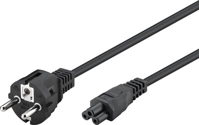 Kábel sieťový 230V pre notebook, vidlica (CEE7/7) priama - C5, 1.8m, 0.75mm², 2.5A, čierny