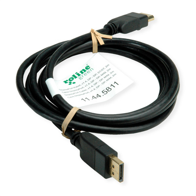 Kábel DisplayPort M/M 5m, 8K@60Hz, DP v1.4, 32.4Gbit/s, čierny, pozl. konektor, Roline Green Eco oba