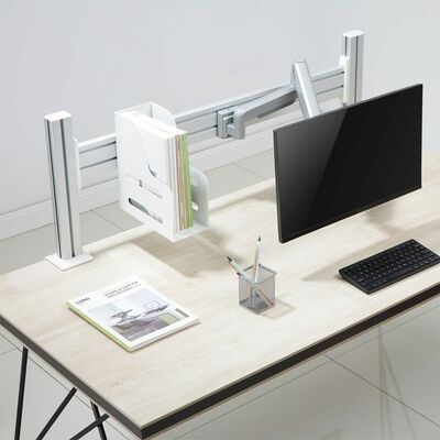 Slatwall panel/držiak pre komponenty na stôl, hliník, 1m, biely