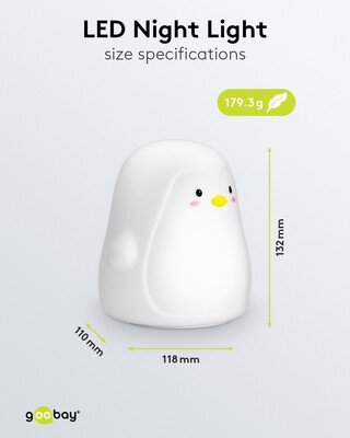 Nočná LED lampa "Tučniak", rôzne režimy svietenia, RGB farby, nabíjacia (USB C)