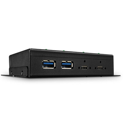 Hub USB 3.2 Gen.2 Typ C, 4 Port, 2x USB C, 2x USB A, kovový, s ext. adaptérom a úchytmi, kábel 0.6m