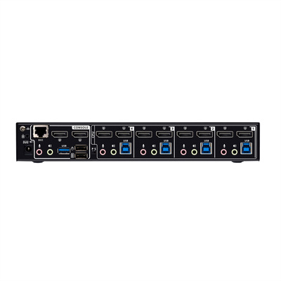 KVM switch/prepínač 4PC, DisplayPort, USB 3.0, Hub, Audio, DUAL VIEW, 8K@60Hz