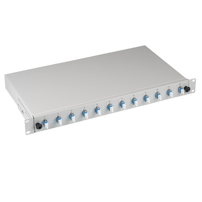 Patchpanel optický kompletný (pigtails + holders), výsuvný, 6 x LC Duplex, OS2, vaňa, sivý
