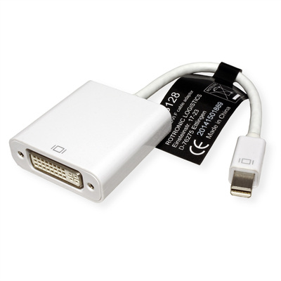 Adaptér mini DisplayPort na DVI-I M/F, 10cm biely