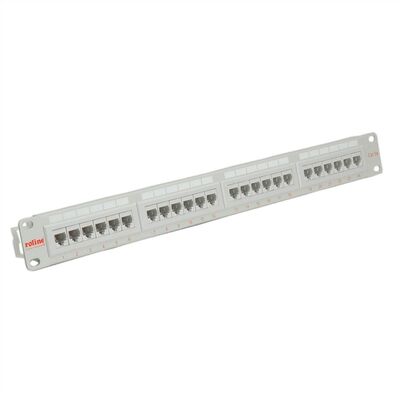 19" Patch panel 24port cat.5e, netienený, 1U, sivý