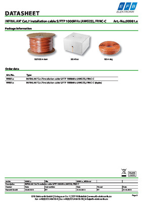 S/FTP (PiMF) drôt LSOH 500m cat.7, CPR Cca, FRNC-C, AWG23, 1000Mhz, 10GBase-T, oranžový, meď