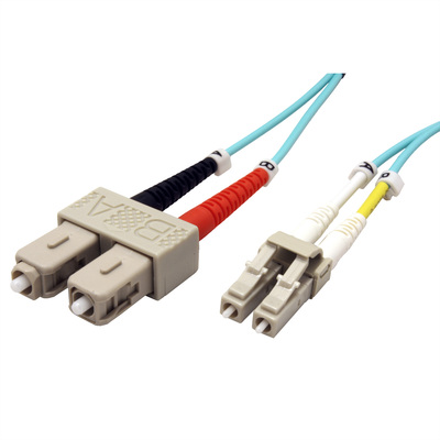 Fiber kábel LC-SC, 3m Duplex OM3(50/125µm), 2.8mm, tyrkysový