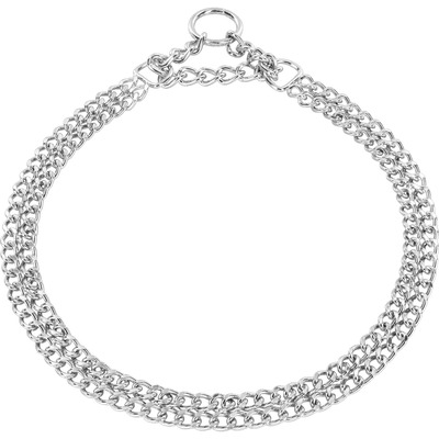 Obojok retiazkový sťahovací 2mm/45cm, malé ploché oko, pochrómovaná oceľ, 2-radový, HS