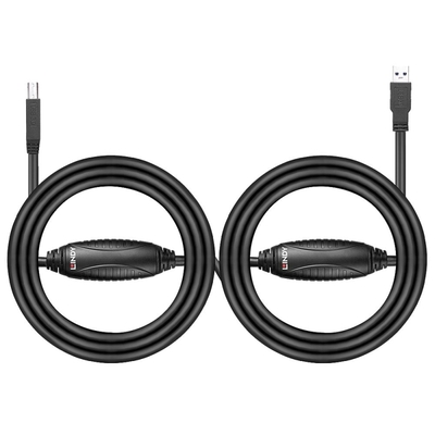 Kábel USB 3.2 Gen 1, A-B M/M 10m, 5Gbps, čierny, aktívny