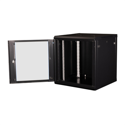 19" Rack na stenu 12U, čierny, 645x600x450 mm (HxWxD), odnímateľné bočnice