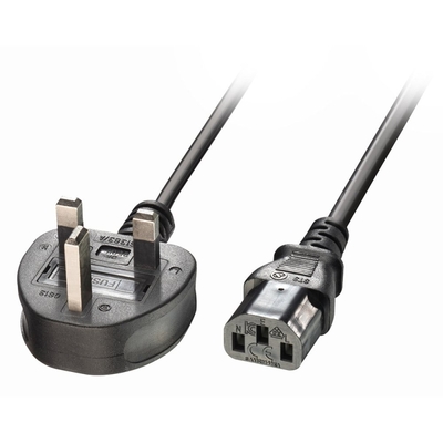 Kábel sieťový 230V, vidlica (BS1363A) UK lomená - C13, 3m, 0.75mm², 5A poistka, čierny