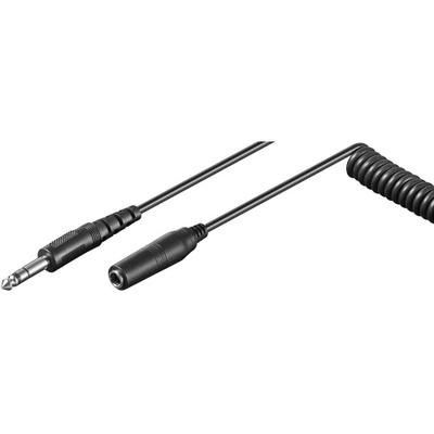 Kábel 6,3mm stereo jack M/F 5m, čierny, krútený