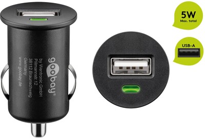 Nabíjačka USB do auta 1port, 1xUSB A, 1A, 5W, mini, čierna