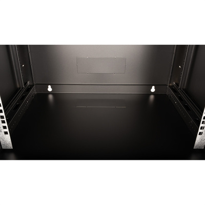 19" Rack na stenu 6U, čierny, 379x600x450 mm (HxWxD), odnímateľné bočnice