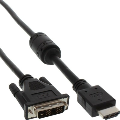 Kábel DVI-D/HDMI M/M 5m, Single-Link, 1920x1080@60Hz, ferrit, čierny