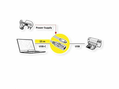 Kábel USB 3.2 Gen 1, Typ C CM/AF 10m, 5Gbps, čierny, predlžovací, aktívny