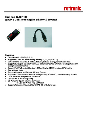 Adaptér USB 3.0 na RJ45 (Gigabit Ethernet), dongle + 10cm kábel A-A M/F, čierny