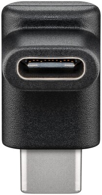 Adaptér USB 3.2 Gen 1, Typ C, C-C M/F, 5Gbps, zahnutý dole/hore 90°, čierny