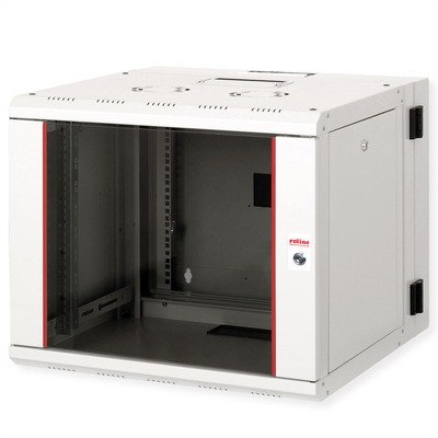 19" Rack na stenu 9U, sivý, 505x600x600mm (HxWxD), RAL7035, PRO, otočný (2-dielny)