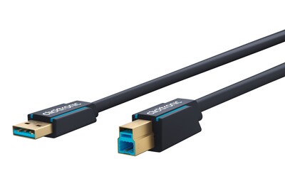 Kábel USB 3.2 Gen 1, A-B M/M 1.8m, 5Gbps, modrý, ClickTronic, pozl. konektor