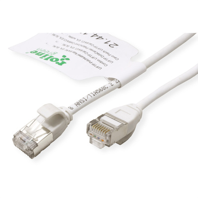 U/FTP Patchkábel LSOH TPE 3m cat.6a, biely, slim, Cu, Flex Cable, Roline Green, Eco obal