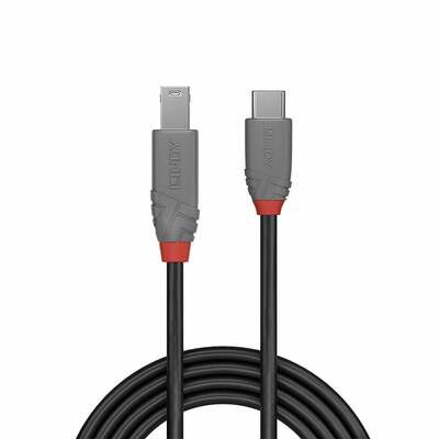 Kábel USB 3.1 Typ C CM/BM(3.0) 0.5m, Super Speed, čierny, Anthra Line