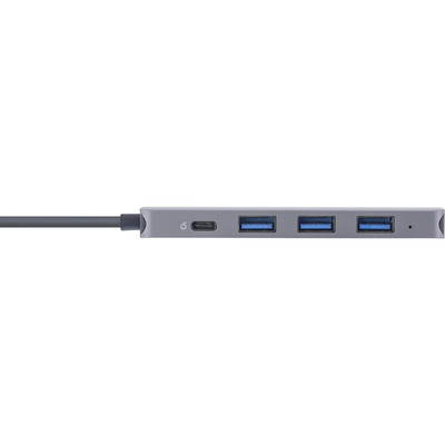 Hub USB 3.2 Typ C, 5 Port, 4x USB A, 1x USB Typ C (Power Delivery 87W), 11cm, sivý