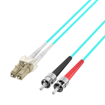 Fiber kábel LC-ST, 2m Duplex OM3(50/125µm), LSOH, 2mm, tyrkysový