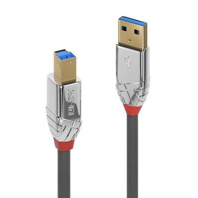 Kábel USB 3.2 Gen 1, A-B M/M 0.5m, 5Gbps, sivý, Cromo Line, pozl. kon.