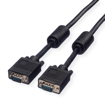 Kábel VGA M/M 2m, prepojovací, tienený, DDC, ferrit, HQ, čierny