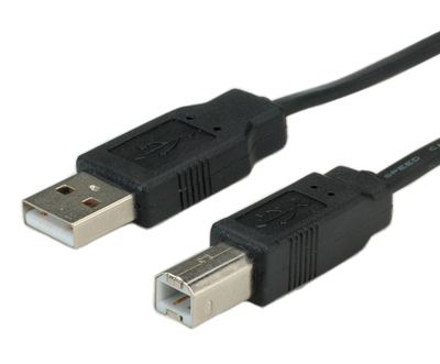 Kábel USB 2.0 A-B M/M 1.8m, High Speed, čierny, plochý