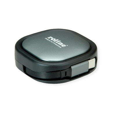 Kábel USB 2.0 Typ C CM/CM 1.2m, High Speed, Power Delivery 60w 20V3A, čierny, samonavíjací