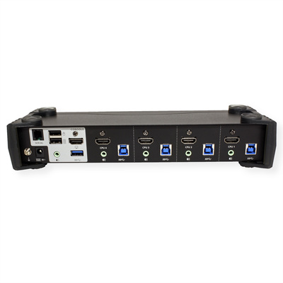 KVM switch/prepínač 4PC, HDMI, USB, USB 3.0 hub, Audio, 4K@60Hz