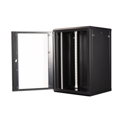 19" Rack na stenu 18U, čierny, 912x600x600 mm (HxWxD), odnímateľné bočnice