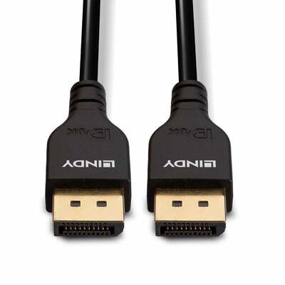 Kábel DisplayPort M/M 2m, 8K@60Hz, DP v1.4, 32.4Gbit/s, čierny, pozl.konektor, slim