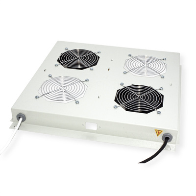 19" Ventilačná jednotka, stropná, 2 vetráky, s termostatom, sivá, RAL7035