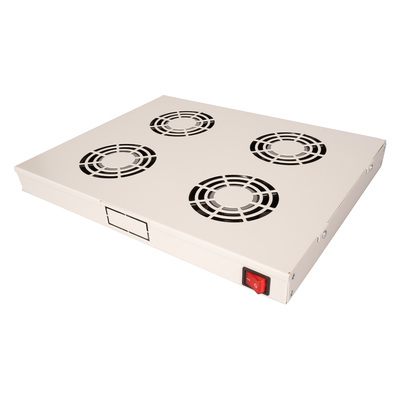 19" Ventilačná jednotka, 4 vetráky, 1U, ON/OFF, sivá