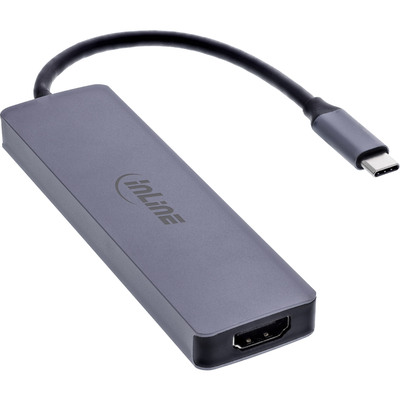Dokovacia Stanica USB Typ C, HDMI, 3xUSB-A, 1xUSB-C, PowerDelivery 100W, 4K@60Hz, 0.1m, čierna/sivá
