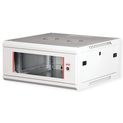 19" Rack na stenu 4U, sivý, 290x600x600mm (HxWxD), odnímateľné bočnice