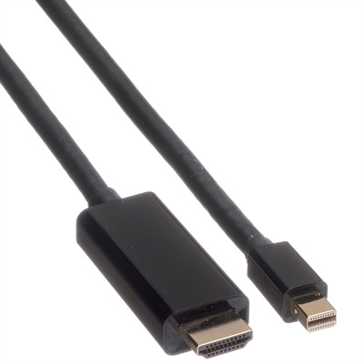 Kábel DisplayPort mini na HDMI M/M 1m, jednosmerný, 4K@60Hz UHD, audio, čierny, pozl. konektor