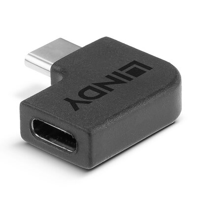 Adaptér USB 3.2 Gen 2x2, Typ C, C-C M/F, 20Gbps, zahnutý doprava/doľava 90°, čierny