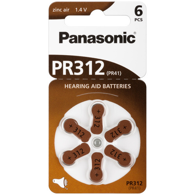 Baterka Panasonic Hearing Aid PR41/312A (6ks) 1.4V 180mAh (V312 DA312 HA312) 6BL
