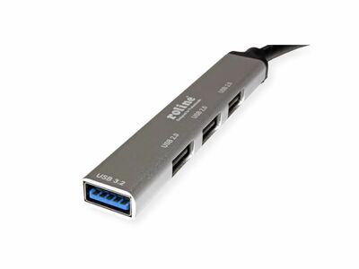 Hub USB 3.2 Gen.1 Typ C, 4 Port, 3x USB 2.0 A , 1x USB 3.2 A, 10cm, sivá a čierna